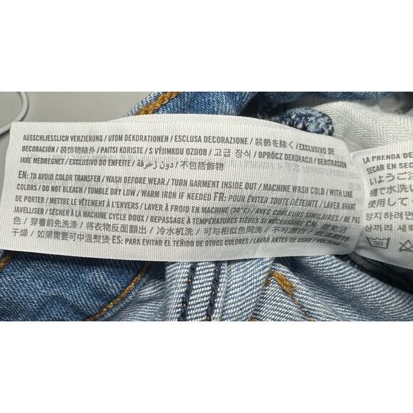 Abercrombie & Fitch High Rise Mom Jeans Light Wash Distressed Ripped Size 33/16 - Picture 8 of 10